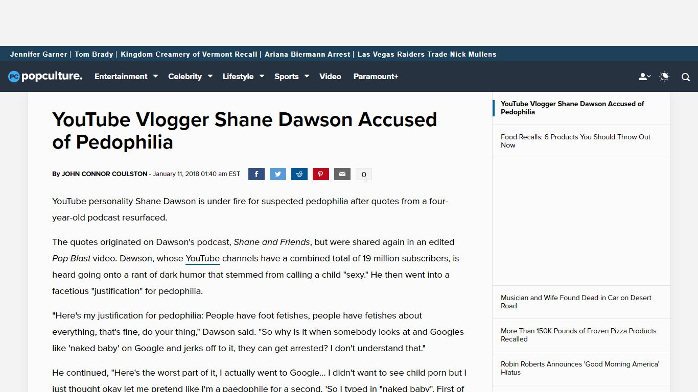 YouTube Vlogger Shane Dawson Accused of Pedophilia - Trending